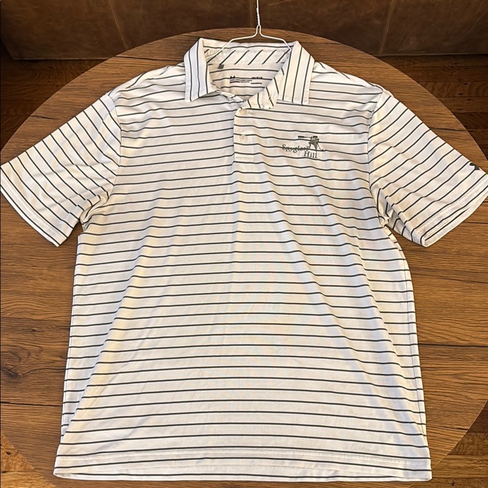 Under Armour White and Gray Polo Shirt Classic Design